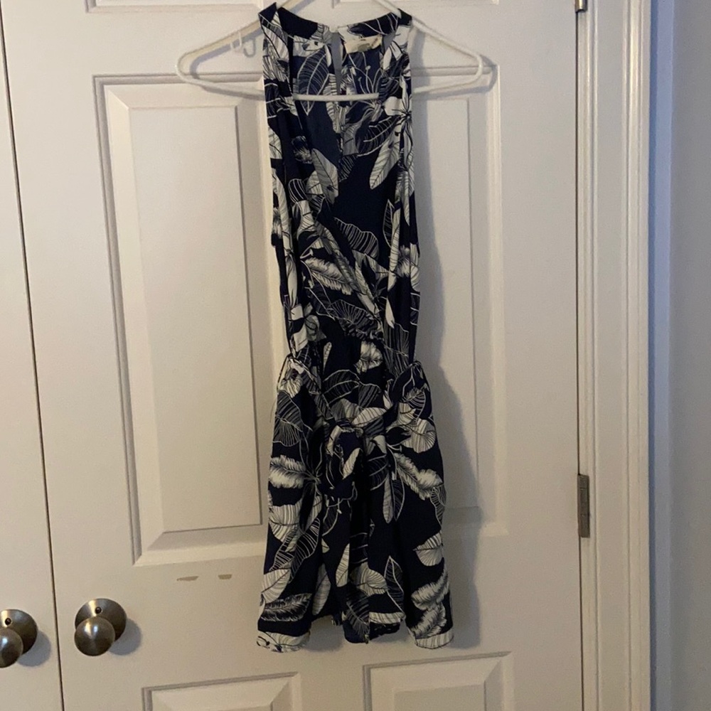 Blue Tropical Sleeveless Romper, size S